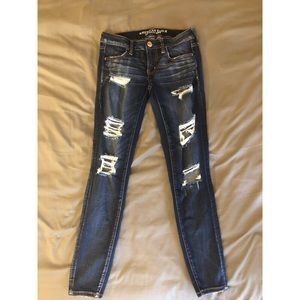 American eagle distressed dark wash jeans